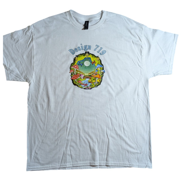 Custom Logo White T-shirt - Mushroom   - Size XL - Picture 1 of 6